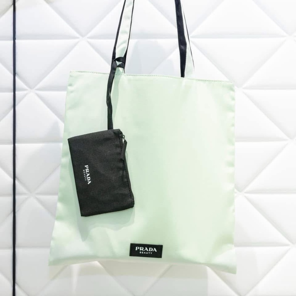 Prada Mint Green Tote with Black Pouch - Picture 2 of 3